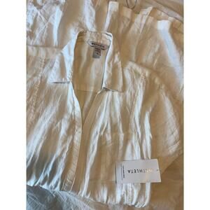 NWT ATHLETA 100% LINEN WHITE WRAP DRESS SZ 10